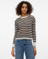 Women's Spring Striped Crochet Pullover Sweater