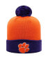 Men's Orange and Purple Clemson Tigers Core 2-Tone Cuffed Knit Hat with Pom