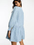 Never Fully Dressed embellished smock mini dress in denim jacquard