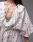 Topshop embroidered floral print dobby beach cover up in off white