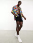 ASOS DESIGN oversized revere longline bowling shirt in bright floral print