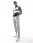 Threadbare knitted zip neck stripe polo in blue