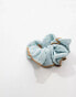 DesignB London oversized hair scrunchie in pale blue with contrast stitch