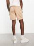 ASOS DESIGN slim shorts in beige quilted texture