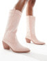 Glamorous western knee boots in pink micro