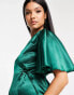 Little Mistress Maternity flutter sleeve satin maxi dress in emerald green