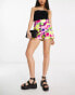 Morgan high waist tailored short in lime smudge print