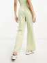 Miss Selfridge co-ord high waist straight leg trousers in green satin