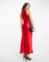 & Other Stories bias cut satin midi dress in red