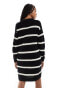 Noisy May Tall slouchy knitted dress in black with beige stripe