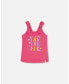 Girl Organic Cotton Tank Top With Print Candy Pink - Toddler Child