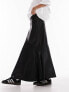 Topshop leather look fishtail maxi skirt in black