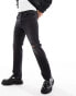 ASOS DESIGN straight leg jeans with knee rip in vintage washed black