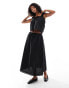 ASOS DESIGN cotton smock top with gathered cap sleeves in black co ord