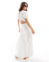 ASOS DESIGN broderie puff sleeve tiered maxi dress in white