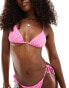 Pull&Bear check print triangle bikini top in pink