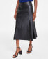 Women's Paneled Faux-Leather Midi Skirt