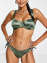 ASOS DESIGN Fuller Bust gleam underwired bikini top in khaki