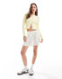 ASOS DESIGN button front crew neck cardigan with frill in lemon