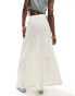 Pieces Festival tiered maxi skirt in white