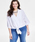 Plus Size Tie-Front Top, Created for Macy's