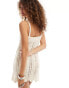 Monki crochet knitted mini dress with fluted hem in vintage cream