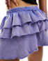 Monki mini ruffle frill skirt in tinted purple