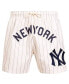 Men's Cream New York Yankees Pinstripe Retro Classic Woven Shorts