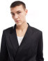 Viggo asymmetric suit jacket in black high shine