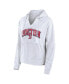 Women's White Boston Red Sox Striped Fundamentals Notch Neck Pullover Hoodie