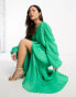 ASOS DESIGN Petite micro pleated batwing trapeze maxi dress in bright green