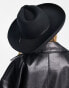 ASOS DESIGN structured wide brim fedora hat in black with trim detail