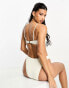 South Beach knot front bikini top in cream scrunch