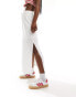 Selected Femme linen touch midi skirt in white