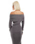 Glamorous off shoulder rib knit jumper in charcoal co-ird