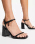 River Island embossed block heeled sandal in black