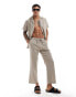 South Beach textured weave beach trouser co-ord In brown