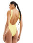 River Island textured scoop neck swimsuit in light yellow