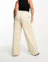 In The Style Plus x Gemma Atkinson high waist wide leg trouser in beige