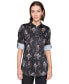 Women's Printed Utility Button-Front Top