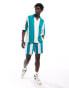 GANT logo bold stripe drawcord shorts in turquoise blue CO-ORD