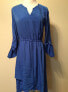 Alfani Split Neck Cross over Long Sleeve Dress Blue 6