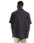 Fred Pery lightweight textured revere collar shirt in dark grey