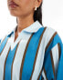 ASOS DESIGN football varsity top in blue stripe