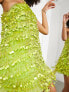 ASOS EDITION paillette fringe sequin halter mini dress in lime green