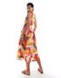 Style Cheat one shoulder cotton maxi dress with out out in abstract print