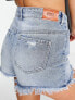 Only Pacy high waisted ripped denim shorts in light blue