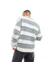 New Look stripe crew neck jumper in off white and khaki