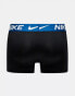 Nike Dri-Fit Essential Microfibre trunks 3 pack in black with contrast waistband