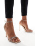 Steve Madden Slayed embellished strap heeled sandals in rose gold